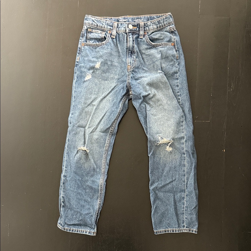 Old Navy Kids High Rise Slouchy Straight Blue Ripped Jeans